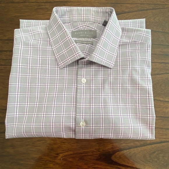 Men's Perry Ellis Premium slim fit men's button down business casual dress shirt - Picture 1 of 7